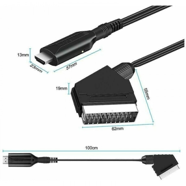 Scart till Hdmi-omvandlare Ljud- och videoadapter för Hdtv/dvd/set-top