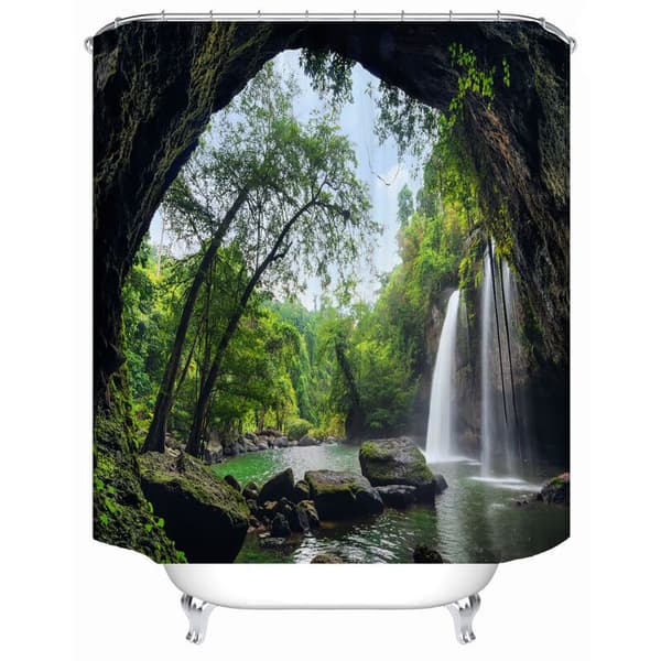 Dusjforhengsforing, 3D digitaltrykt polyester, 12 kroker, passer til