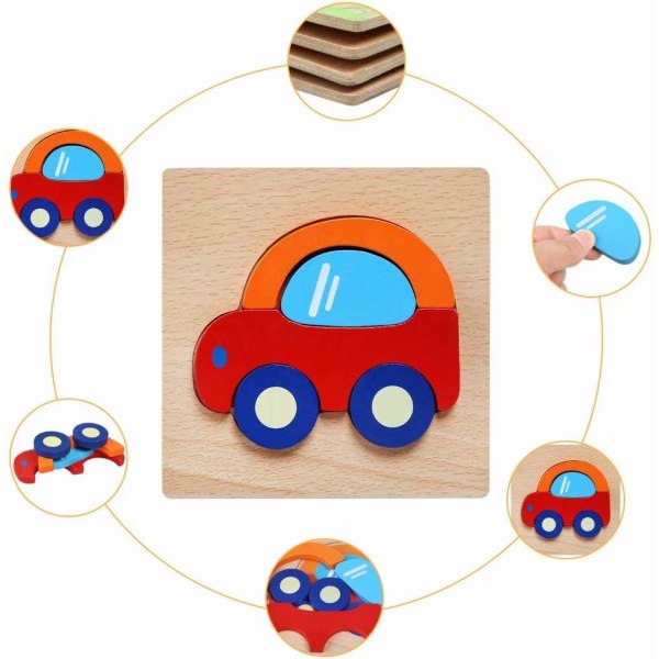 Set med 4 baby - träpussel (fordon), Montessorileksaker