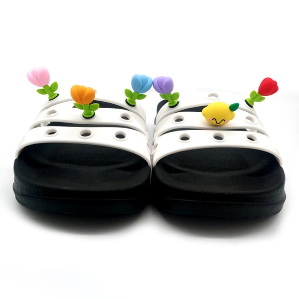3D-stereoskopiska 6-delade skorprydnader, söta träskor, sandaler, PVC