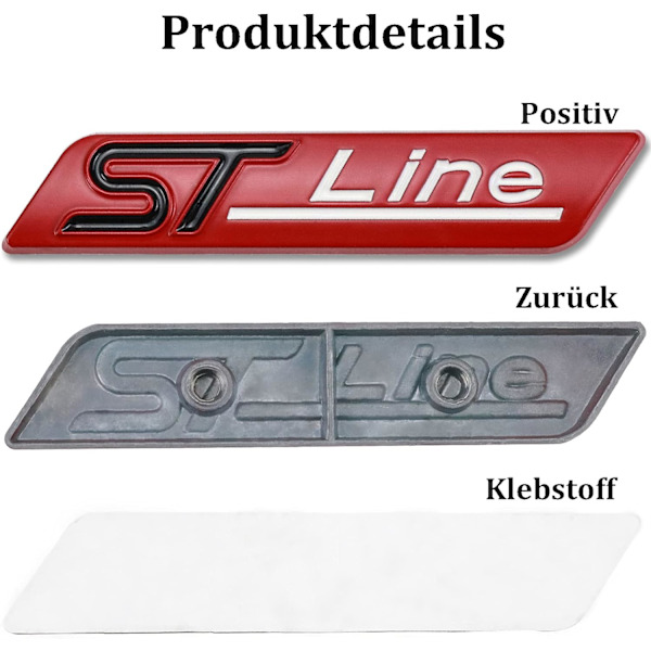2 kpl Metal St Line -tarra, auton etumerkki, kromitarra useimmille malleille, punainen