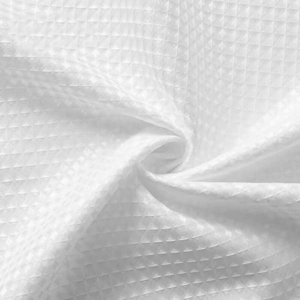 Våffelvev Duschdraperi, 180x180CM (Vit) med Metallring, A