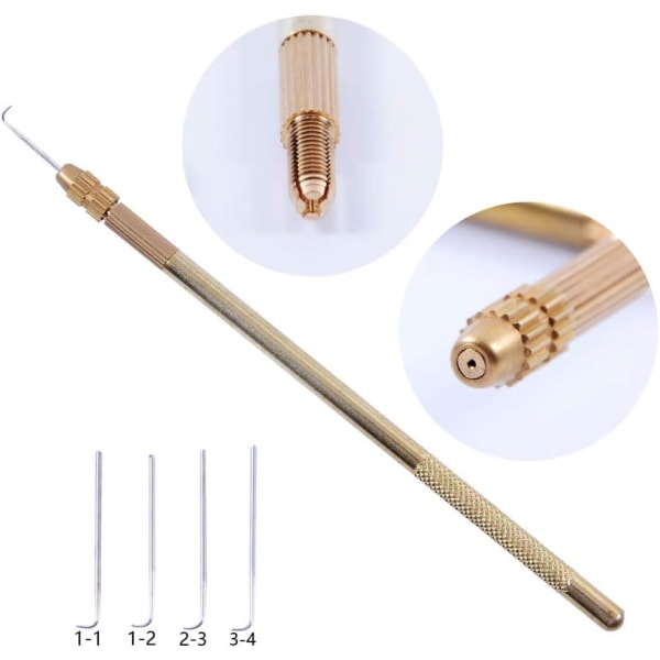 The Crochet Needles Tool Kit 4 ventilating needles +1 brass holde