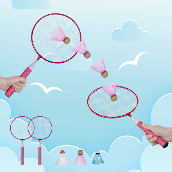 Junior Badminton Set, för barn, 2 förkortade racketar 44 cm, 2