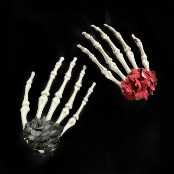 Sorte Halloween Knogle Hårklemmer Skelet Hånd Hårklemme Sorte Roser