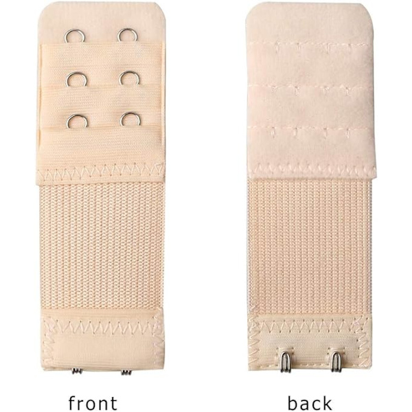 6-pack elastiska bh-förlängare med 2/3-hake för kvinnor (vit, svart, beige)