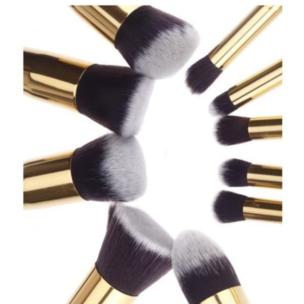 10 stk. Professionelle Makeupbørster, Makeupsæt - Guld Guld