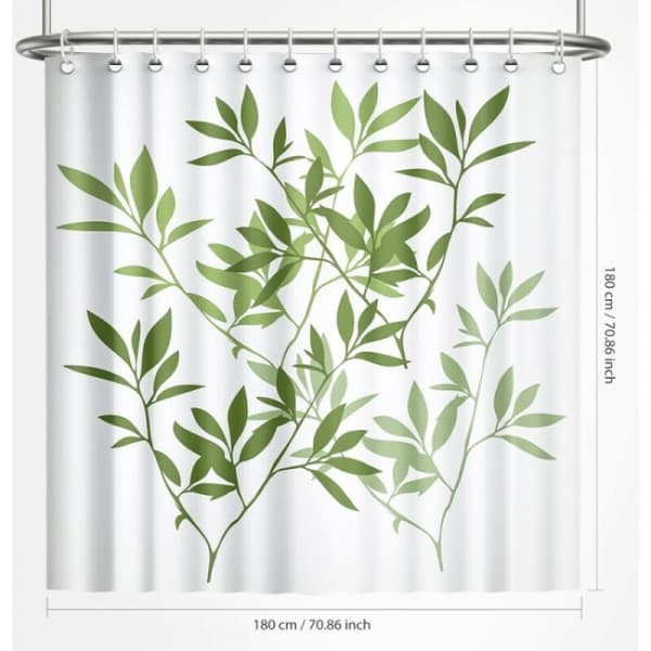 Blade badeforhæng 180 x 180 cm Grønne planter Badeforhæng