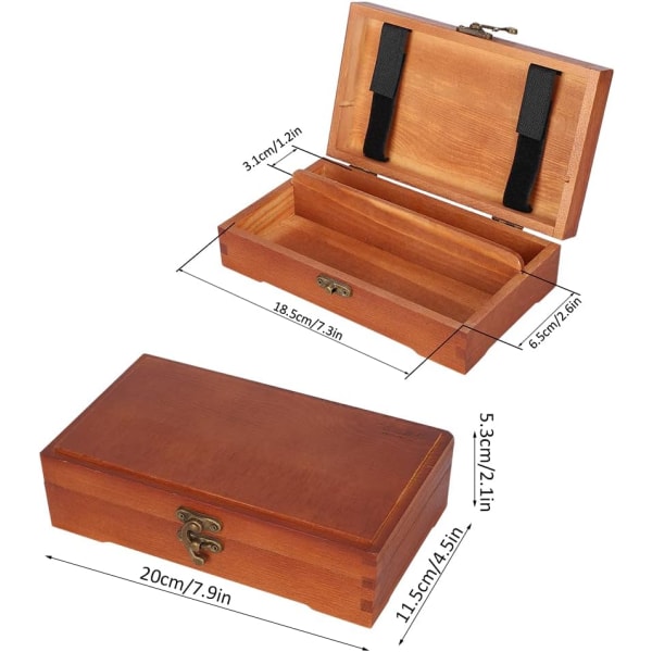 Wooden Pencil Box, Wooden Box with Hinged Lid, Solid Wood Sketch