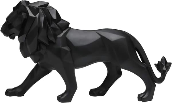 Svart løvestatue Origami-statue Harpiksdekorasjon Statue Interiør