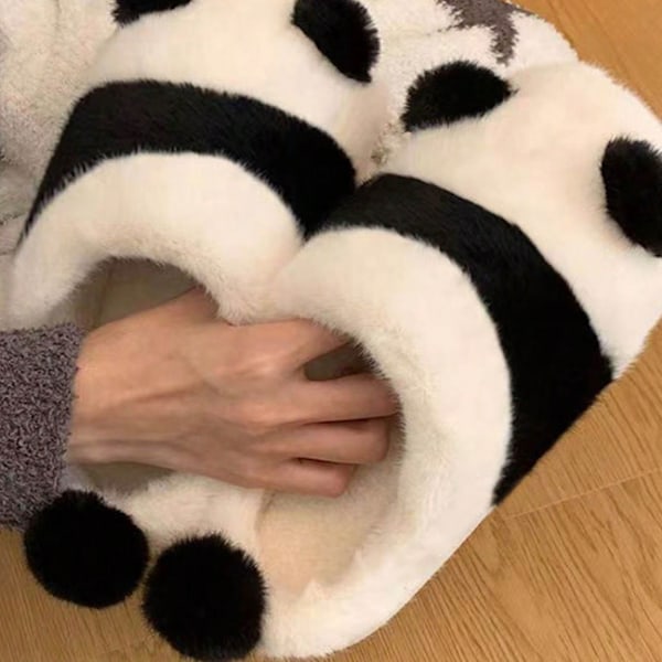 38-39 Panda väska häl bomull tofflor för kvinnor vinter söt hem i