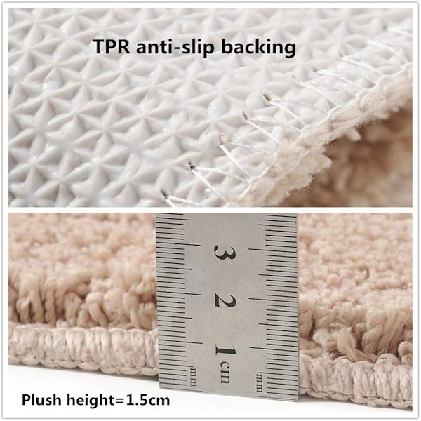 Halvmåneformet absorberende mikrofiber gulvmatte (lys kamel) - E