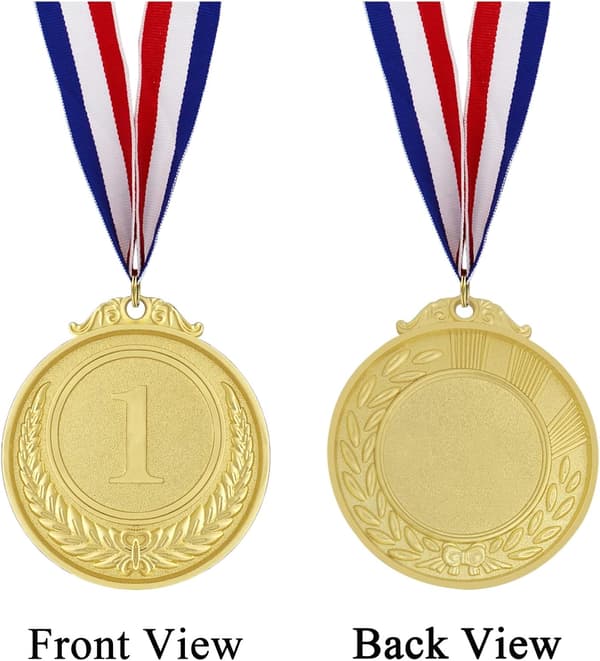 Diameter 5cm medaljer for barn, 12 stykker olympisk stil gullmetall
