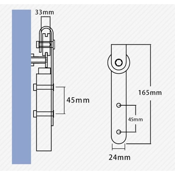 Skydedør Hardware Track Kit, Enkelt Skydedørssystem, Sort