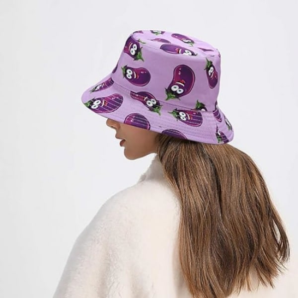 Reversibel bøttehatt fiskehatt solhatt for damer jenter
