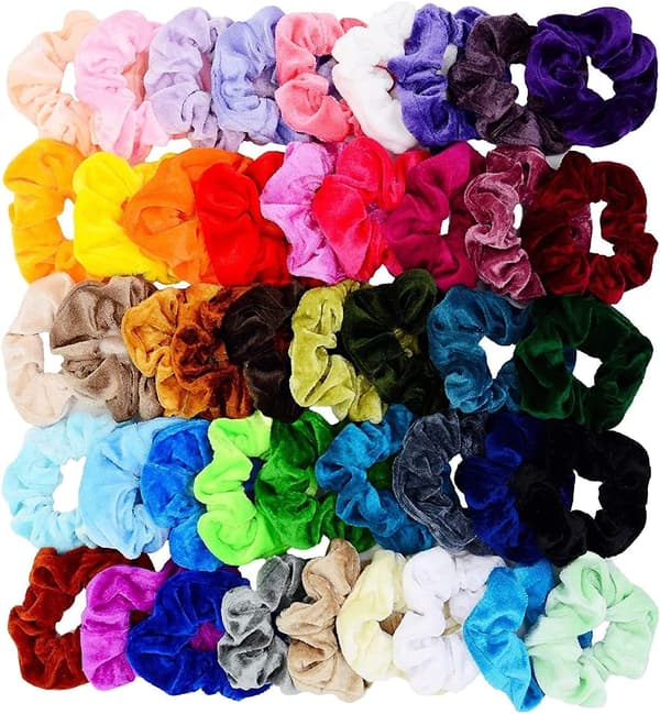 Sæt med 45 elastiske fløjls-scrunchies bånd slips reb hår tilbehør