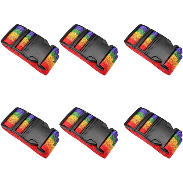 6 stk fargerike koffertrem, justerbar koffertrem, for å lukke kofferten under reisen og merke bagasje, for koffertsikkerhetsstropper