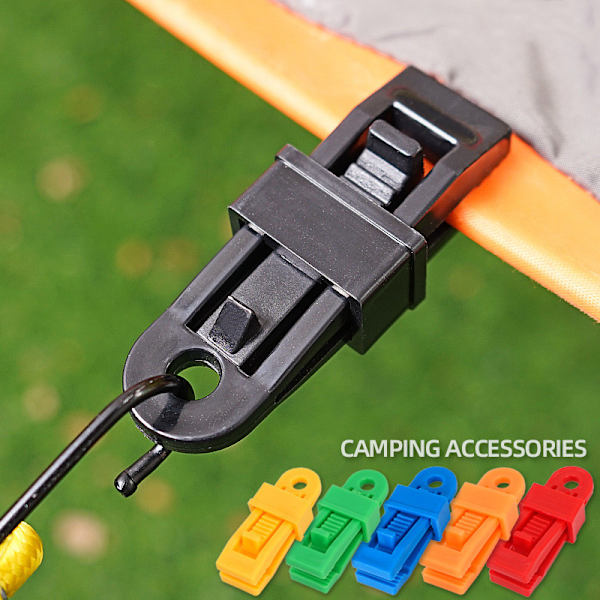 10 stk. sorte presenningklemmer, teltklemmer, plastikklemmer, til camping
