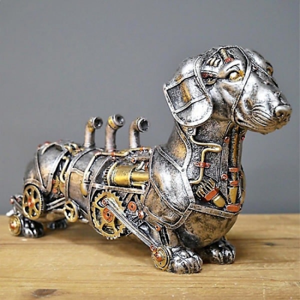 Industriell gotisk steampunk dachshund pølse hund ornament figur