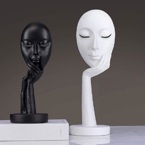 Black Resin Silence on Golden People Statues Sculptures, Creative