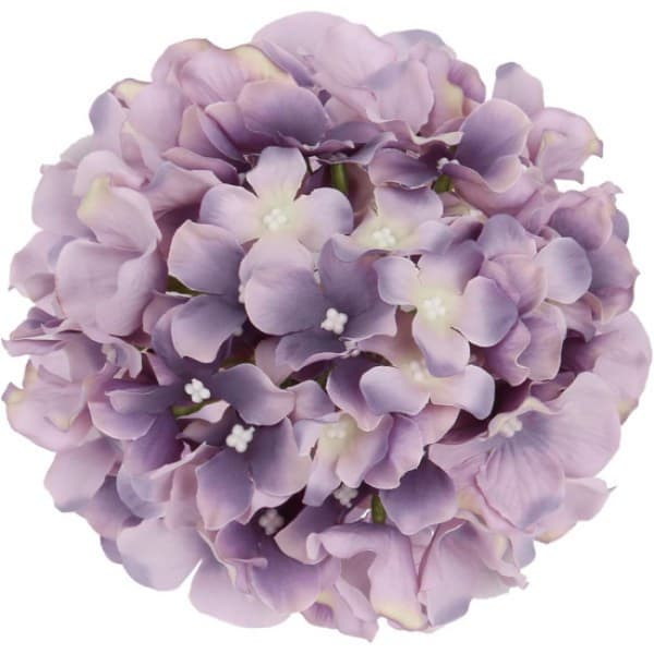 Sæt med 10 lyslilla silkebroderede, kunstige kugleblomster h