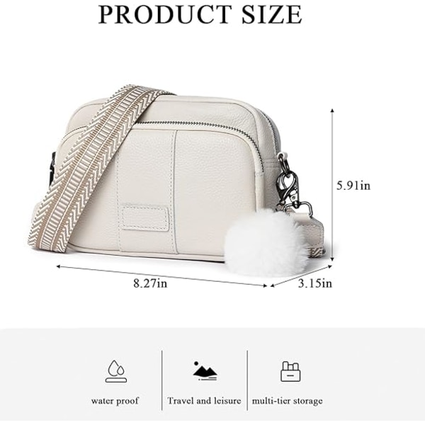 (Hvid) Dame Messenger Taske Lille Stilful Læder Crossbody Taske C