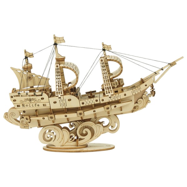 3D træpuslespil (sejlbåd) til bådbygning til børn og voksne