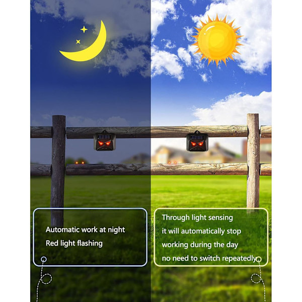 1 pakkaus aurinkovoimalla toimiva yöeläinten karkotin, vedenpitävä, puutarhaan