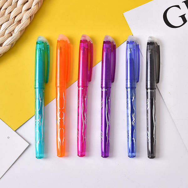 12 farver sletbare kuglepenne (0,7 mm), sletbare rollerball pen, sletbar gelblækpen, kuglepenne med viskelæder til børn, voksne, skole, kontor, kontorartikler