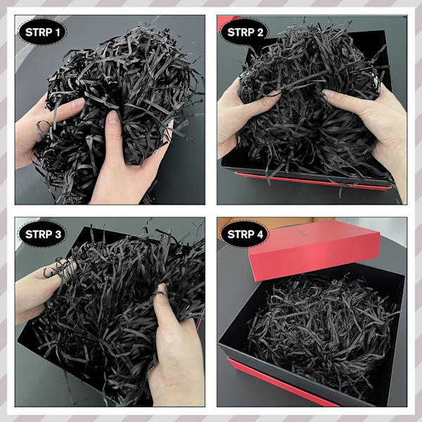100g Svart Raffia Strimlad Papperspresentförpackning, Presentkorgar, Inslagning