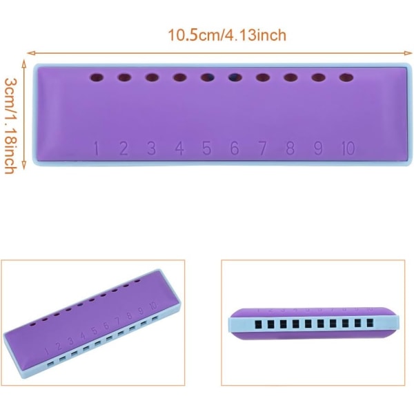 1 Pcs Harmonica for Children(Blue), 10 Holes Harmonica Mouth Orga