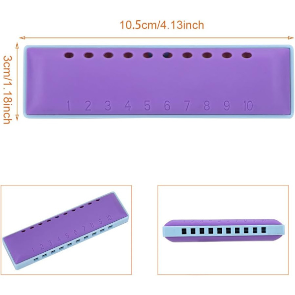 1 st Harmonica för barn (blå), 10 hål munspel munorgel