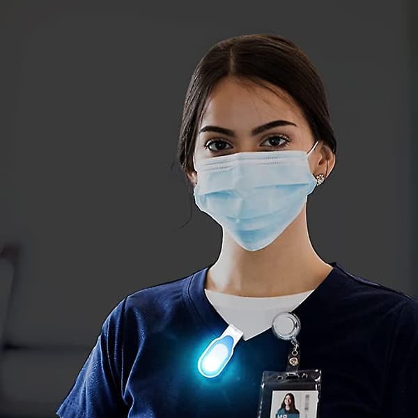 Blå bærbare LED-lys for sykepleiere med håndfri magnetklips