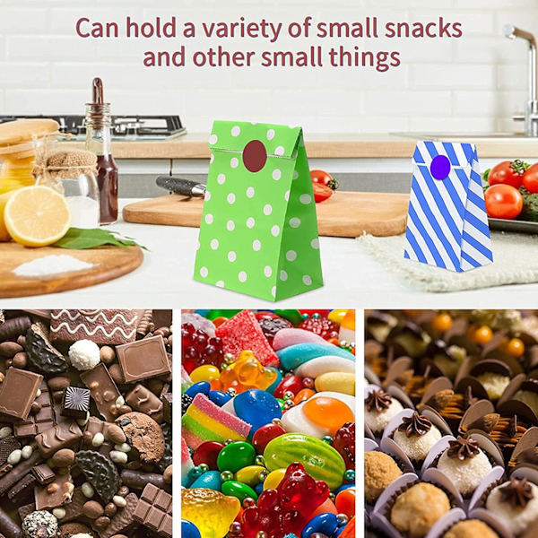 Presentpåsar i prickigt papper - Set med 20 presentpåsar i papper, små presentpåsar, färgglada presentpåsar, DIY-presentpåsar i papper för godis, bröllop eller födelsedag