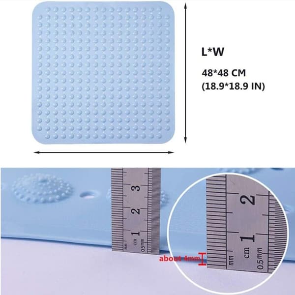 Vit badmatta 48*48CM, halkfri, kvadratisk duschmatta, mögelresistent