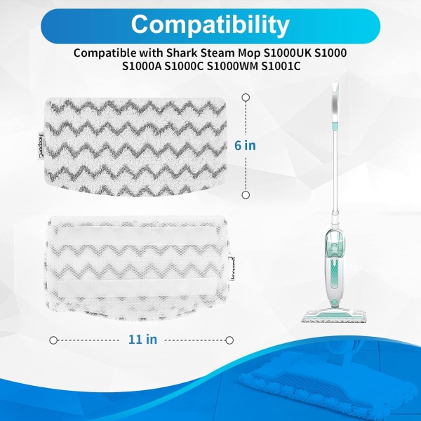 6 paket S1000 mikrofiberkuddar för Shark Steam Mop Hårt golv C