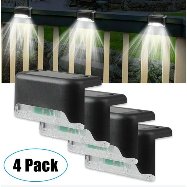 4-pack solcellsbelysning för däck, vattentät LED-däckbelysning, solcellsladdad