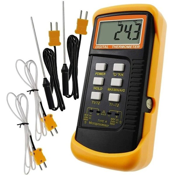 Typ K-termometer med 700°C termoelementsensor (°C, °F och K w