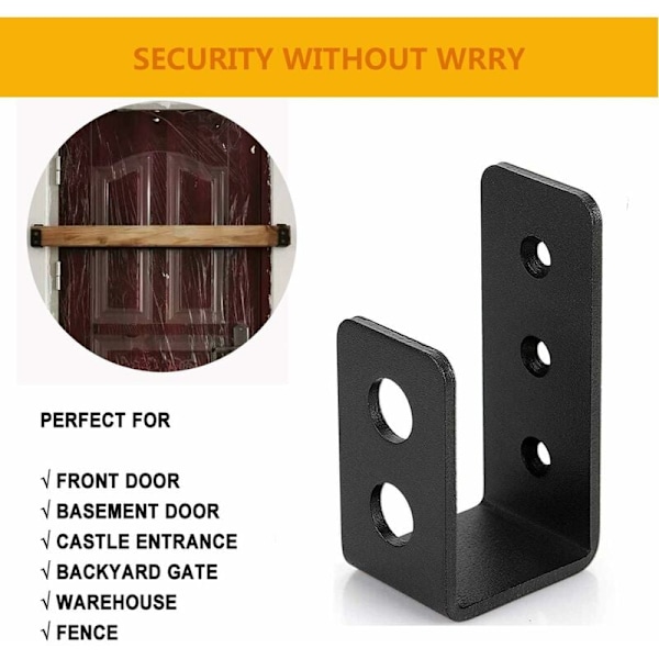 2-pack kraftiga ståldörrfästen för 2x4-dörrar, U-formade säkerhetsfästen