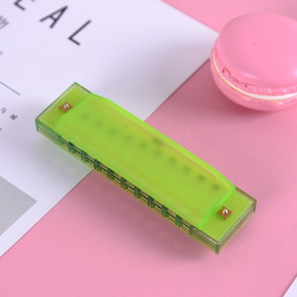 Fargerik munnspill med 10 hull plast (grønn) leketøy Musical Instr