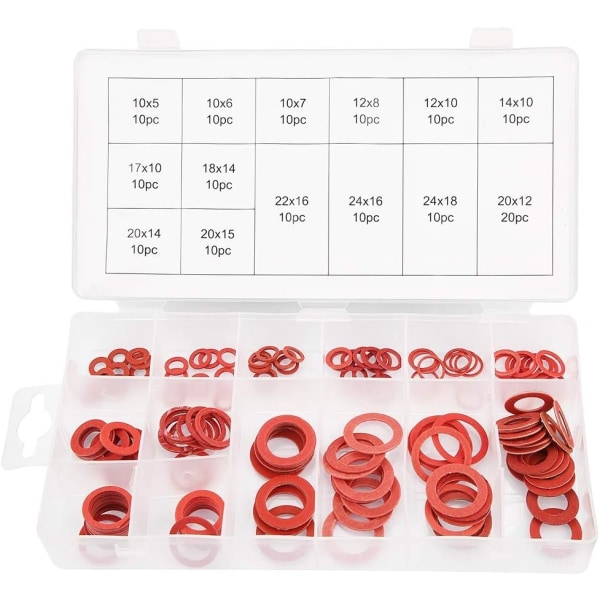 O-ring - Rött stålpapper fiberplatt bricka kit diverse isolering