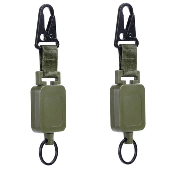 2-pack mörkgröna infällbara jojo-nyckelringar med karbinhake