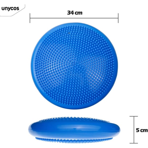 Balancemåtte, perceptionsmåtte, blå 34cm - oppustelig måtte, yogamåtte