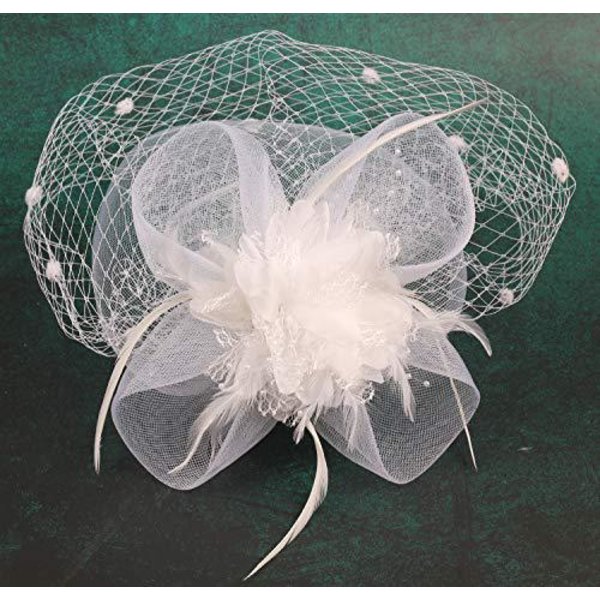 1 st (Vit) Bröllopshuvudbonad för kvinnor, Ceremonialhatt, Bröllop för kvinnor