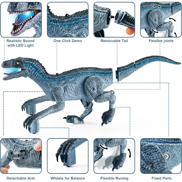 (Grå) Fjärrkontroll Dinosaurie Leksak, Dinosaurie Leksak, Fjärrkontroll