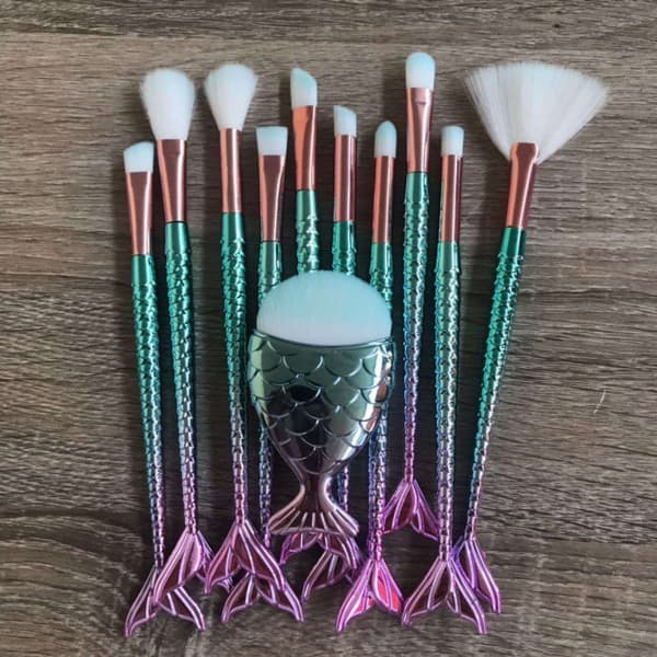 Makeup pensel sæt 11 pensler - Havfrue Multicolor