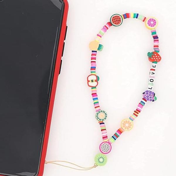 Smiley Face Flower Fruit Akryl Charm, Bohemian Telefon Hänge, A