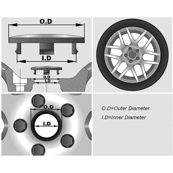 4 × 60 mm centrumkapslar för bil för Citroen C3 C4 C5 Elysee Berling