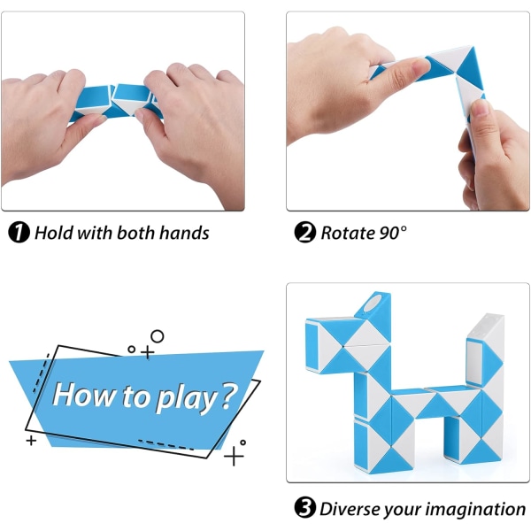 Magisk orm, magisk orm 24 segment vit blå vridpussel leksaker