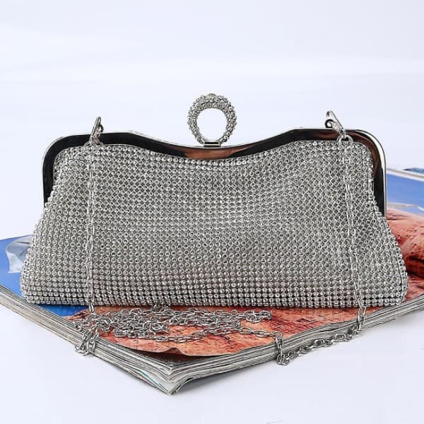 Silver Dammode Aftonhandväska Diamant Strass Party C